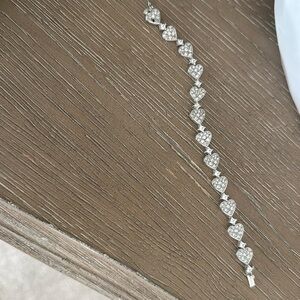 Silver and rhinestone heart bracelet